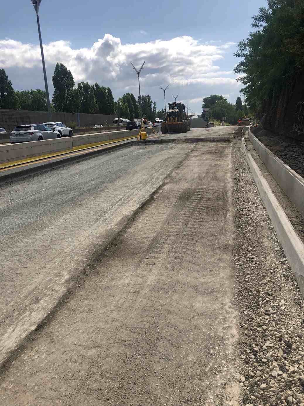 Avancement des travaux de chaussées au niveau de la future voie d’entrecroisement (semaine du 23 au 27 juin)
