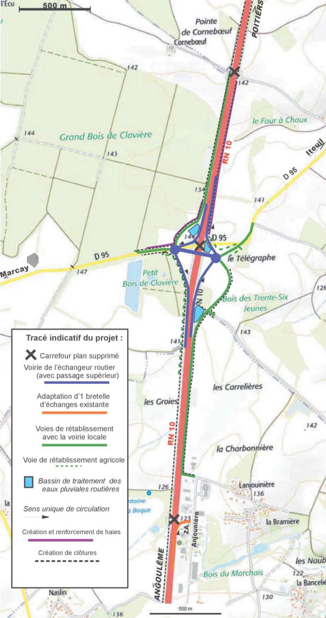 Localisation des aménagements sur le secteur de Ruffigny-Vivonne